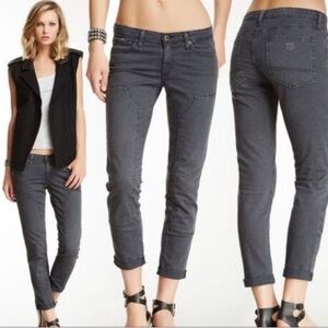 AG Low Rise Washed-Out Black Avery Roll-Up Jeans 25